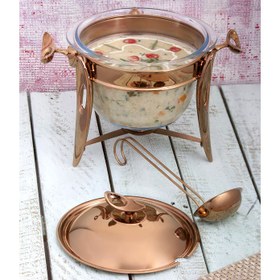 تصویر سوفله سوپ خوری بزرگ تک استیل مدل لوپ (رزگلد) TakSteel Large Round Soup Bowl Loop Model Soufle - RoseGold Steel