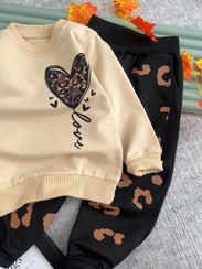 تصویر بلوز شلوار بچگانه دخترانه قلب جنس پنبه لاکرا - سایز 