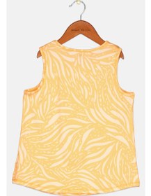 تصویر تاپ بدون آستین دخترانه با طرح چاپی، نارنجی برند ideology Kids Girl Sleeveless Allover Print Top, Orange