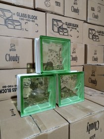 تصویر بلوک شیشه ای کلودی سبز ایتالیایی Glassblock