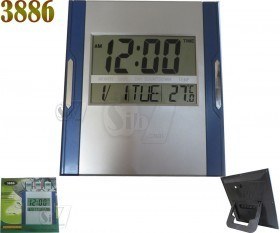تصویر ساعت دیجیتالی بزرگ مدل 3886 دارای دماسنج و تقویم هفتگی و ماهانه میلادی 