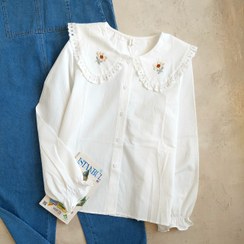 تصویر شومیز یقه‌گل‌دار مدل BB کد 00323002 