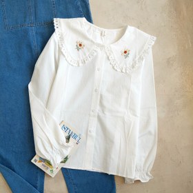 تصویر شومیز یقه‌گل‌دار مدل BB کد 00323002 