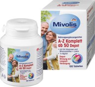 تصویر مولتی ویتامین A-Z بسته ۱۰۰ عددی مناسب بالای ۵۰ سال. Mivolis A-Z Komplett Depot ab 50, Tabletten, 100 St, 150 g 