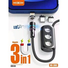 تصویر کابل شارژ مگنتی سه کاره ماکسوم مدل MX-CB83 Moxom MX-CB83 3 in 1 Charging Cable