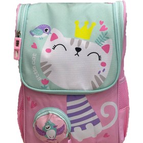 تصویر کیف مدرسه طرح گربه دخترانه School bag with cat design for girls