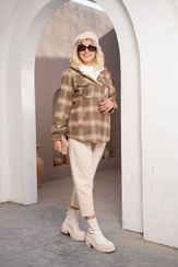 تصویر پالتو چهارخونه پشمی کوتاه دخترانه - قهوه اي palto kotah chahrkhone dokhtaraneh