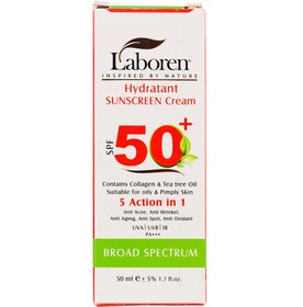 تصویر ضد آفتاب 5کاره بدون رنگ اس پی اف 50 مناسب پوست چرب و جوشدار لابورن Laboren 5 Action In 1 Sunscreen Cream Spf50 For Oily Skin