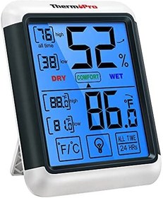 تصویر رطوبت سنج دیجیتال صفحه لمسی مخصوص داخل خانه مدل TP55 محصول برند ThermoPro. 