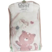 تصویر ست حوله دختراه پاپو طرح گربه 