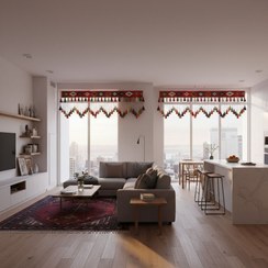 تصویر پرده سنتی گلیمی دو متری نقش برکت کد 177 