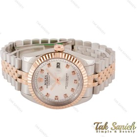 تصویر ساعت مردانه رولکس دیت جاست رزگلد سیلور Rolex-3635-G 