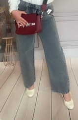 تصویر شلوار زنانه جین واید لگ طوسی 
