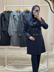 تصویر مانتو شلوار اداری بیتا کیفیت عالی سایز ۴ رنگ سرمه‌ای 