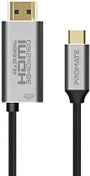 تصویر Promate USB-C to HDMI Cable, Premium Type-C (Thunderbolt-3) to HDMI Adapter with Built-In 60W USB-C Power Delivery Port, 4K at 60Hz Transmission, Long Lifespan, 6ft Cable for USB-C Enabled Devices 