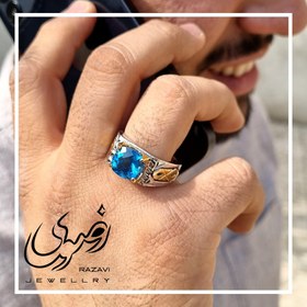 تصویر انگشتر نقره دست ساز مردانه توپاز لندن 