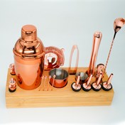 تصویر ست شیکر کوبلر 19 تکه مسی با استند چوبی کد 101 (یک عددی) 