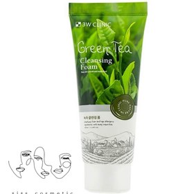 تصویر فوم شستشو صورت چای سبز تری دبلیو کلینیک حجم100میل 3w clinic green tea cleansing foam 100ml