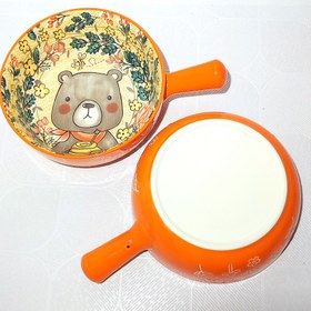 تصویر تابه سرامیکی دسته دار حیوانات Ceramic pan with animal handles