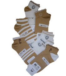 تصویر جوراب فانتزی دخترانه بسته ۶ عددی طرح لبخند کش انگلیسی 