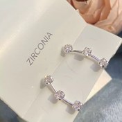 تصویر گوشواره نقره عیار ۹۲۵ سه نگین زیرکنیا 