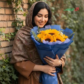 تصویر دسته گل آفتابگردان مدل حریر 