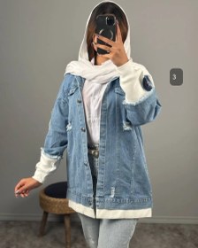 تصویر هودی جین ترکیبی کد 8996 