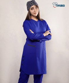 تصویر اسکراب-پزشکی-زنانه-مدل-SKY93-آبی کاربنی 