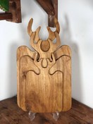 تصویر تخته سرو شاخ گوزنی چوبی - تیره / مستطیل 