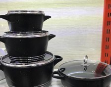 تصویر سرویس قابلمه چدن گرانیتی ۸ پارچه MG ضخیم Granite cast iron pot service, 8 fabrics, MG