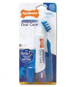 تصویر ست بهداشت دهان و دندان سگ مدل آبی/سفید استاندارد برند nylabone Advanced Oral Care Dog Dental Kit Blue/White Standard