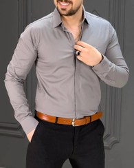 تصویر پیراهن مردانه آستین بلند تک رنگ طلایی سایز XL 