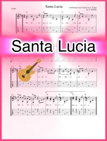 تصویر نت گیتار Santa Lucia همراه با تبلچر و اجرای نت 