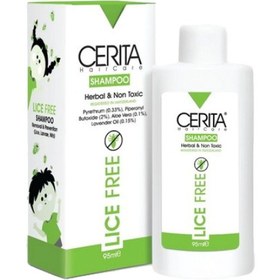 تصویر شامپو ضد شپش سریتا لایس فری مناسب انواع مو Cerita shampoo Herbal And Non Toxic Lice Free 95ml