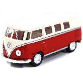 تصویر ماشین اسباب بازی مردانه و زنانه 1962 VOLKSWAGEN BUS CLASSICAL RED KREM 1:32 DIECAST METAL Kinsmart 