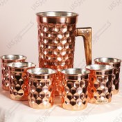 تصویر سرویس پارچ و لیوان مسی سه بعدی 7 تیکه 