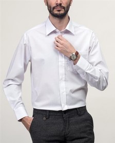 تصویر پیراهن مردانه نخی کلاسیک سفید زاگرس پوش 