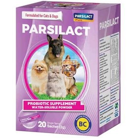 تصویر پودر مکمل پروبیوتیک سگ و گربه 20 ساشه ای پارسی لاکت (parsilact) 