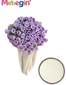 تصویر پتو راحتی دو در یک بافتنی گل‌دار 