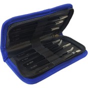 تصویر ست پنس ۹ عددی آنتی استاتیک ESD-9PCS با کیف چرمی 