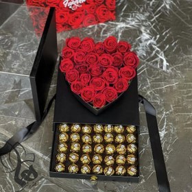 تصویر باکس گل قلبی کشودار ولنتاین مدل 648 | کد: ZNB-OSK 