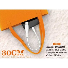 تصویر کابل شارژ USB به microUSB موکسوم مدل MX-CB80 طول 0.30 متر MOXOM MX-CB80 USB TO microUSB CHARGIN CABLE 0.3M