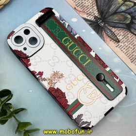 تصویر قاب گوشی iPhone 13 آیفون دستبندی سیلیکونی فانتزی Fashion محافظ لنز دار طرح لاکچری گوچی GUCCI کد 640 