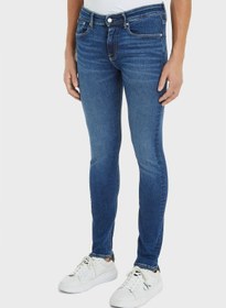 تصویر جین اسلیم فیت با شست و شوی متوسط برند calvin klein jeans Mid Wash Skinny Fit Jeans