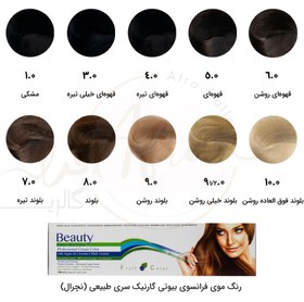 تصویر رنگ مو فرانسوی بیوتی سری نچرال (طبیعی) در 10 رنگ حجم 100 میلی لیتر BEAUTY GARNIC PROFESSIONAL CREAM HAIR DYE NATURAL SERIES 100ML 