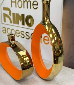 تصویر گلدان نارنجی دوتایی 