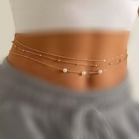 تصویر زنجیر شکم - طلایی / M/L 