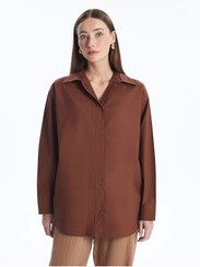 تصویر تونیک زنانه اورسایز کلاسیک قهوه‌ای LCWAIKIKI | LC Waikiki | 933190842 | اورجینال 