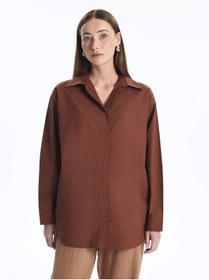 تصویر تونیک زنانه اورسایز کلاسیک قهوه‌ای LCWAIKIKI | LC Waikiki | 933190842 | اورجینال 