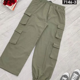 تصویر شلوار کارگو کتان اصل کرمی کم رنگ - 4 Pale cream original linen cargo pants